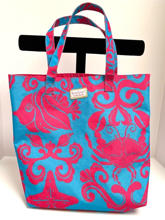 Lilly Pulitzer Handbags - Lilly Pulitzer For Estée Lauder Turquoise & Hot Pink Sea Motif Tote